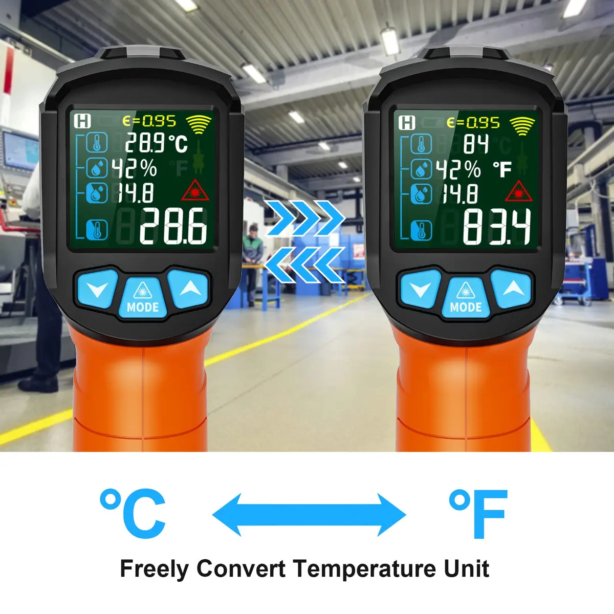 Temirup Infrared Thermometer Gun -58°F to 1472°F | Non Contact Digital Laser Temp Gun with Color LCD - view 8