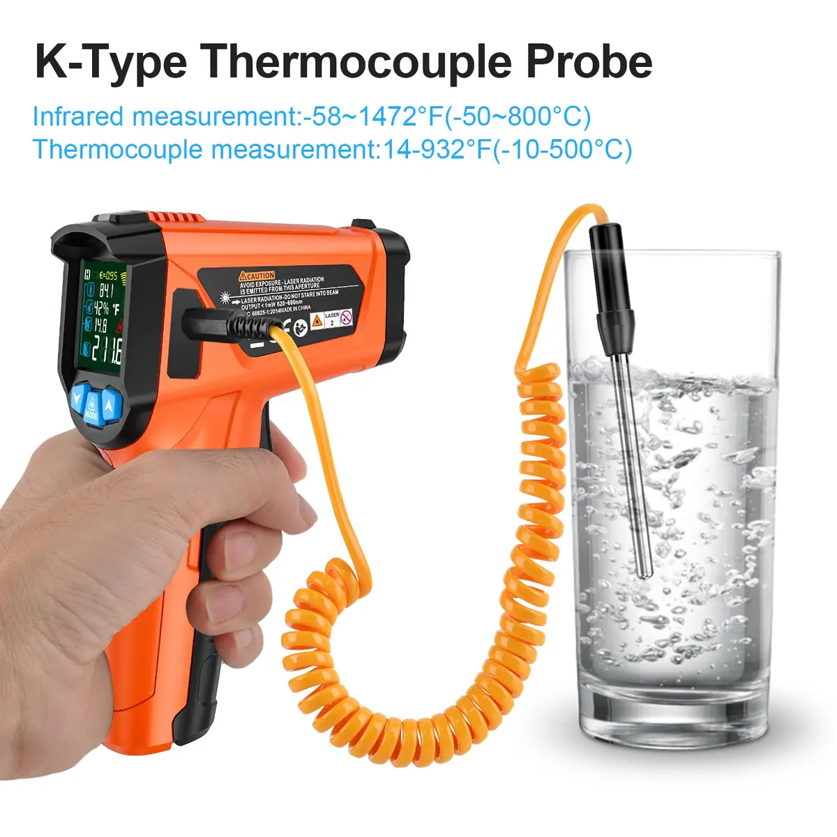 Temirup Infrared Thermometer Gun -58°F to 1472°F | Non Contact Digital Laser Temp Gun with Color LCD - view 3