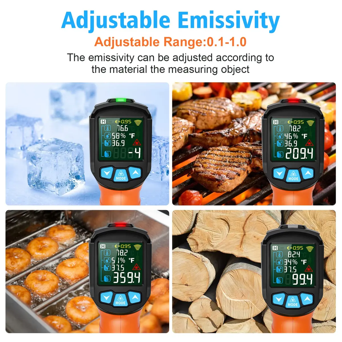 Temirup Infrared Thermometer Gun -58°F to 1472°F | Non Contact Digital Laser Temp Gun with Color LCD - view 4