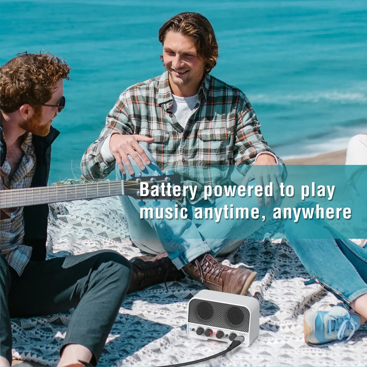 LEKATO Mini Guitar Amp 5W White | Rechargeable, Portable, Wireless Bluetooth Practice - view 7
