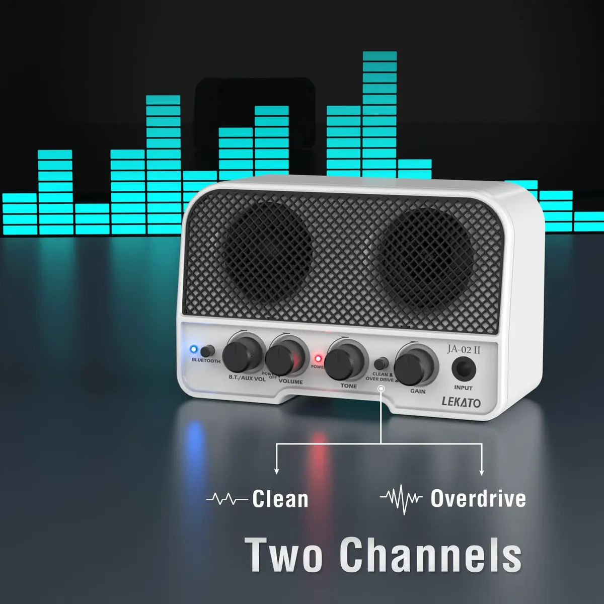LEKATO Mini Guitar Amp 5W White | Rechargeable, Portable, Wireless Bluetooth Practice - view 2