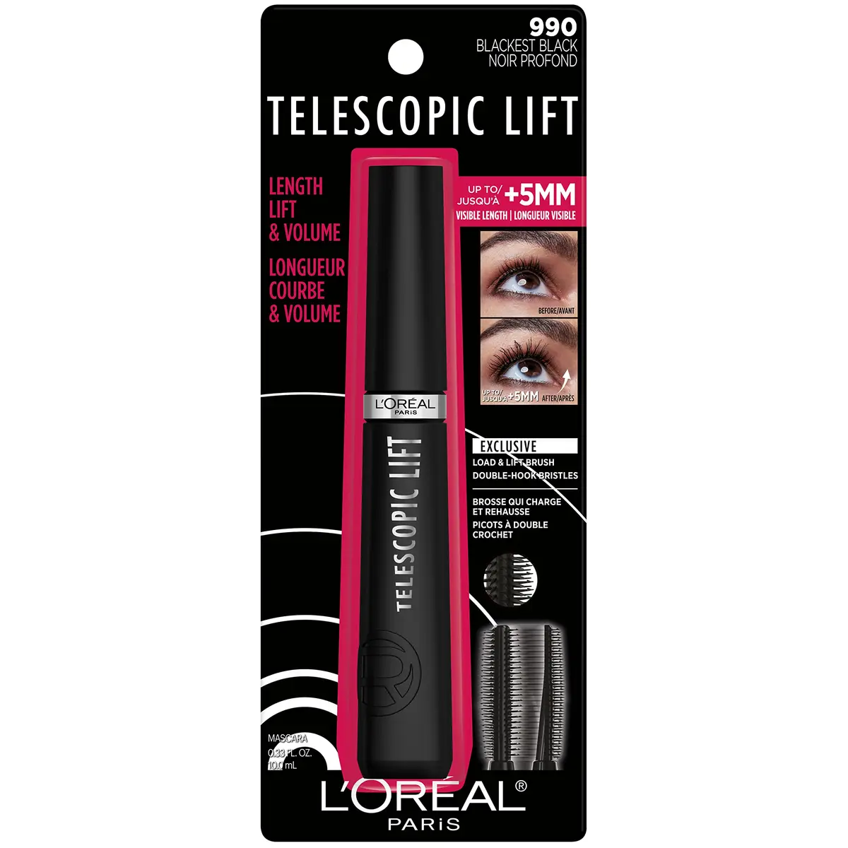 L'Oreal Paris Telescopic Lift Mascara 0.33 Fl Oz | Lengthening & Volumizing Lash Lift for Sensitive Eyes - view 7