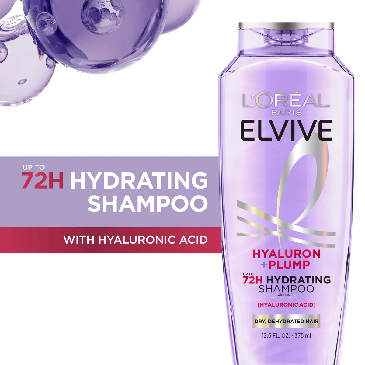 L'Oreal Paris Elvive Hyaluron Plump Shampoo, 12.6 Fl Oz | Hydrates & Adds Shine for Dry Hair - view 2