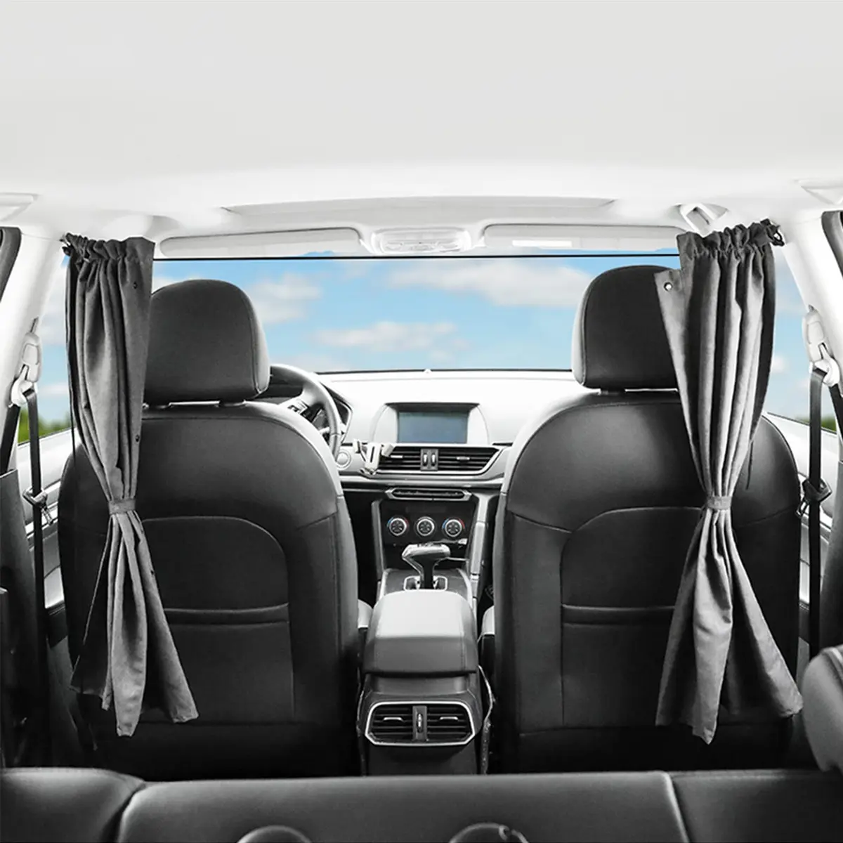 MEEWOO Blackout Suede Car Divider Privacy Curtain for Front & Rear Seat Partition - Small (79 x 39.5 inch) - view 6