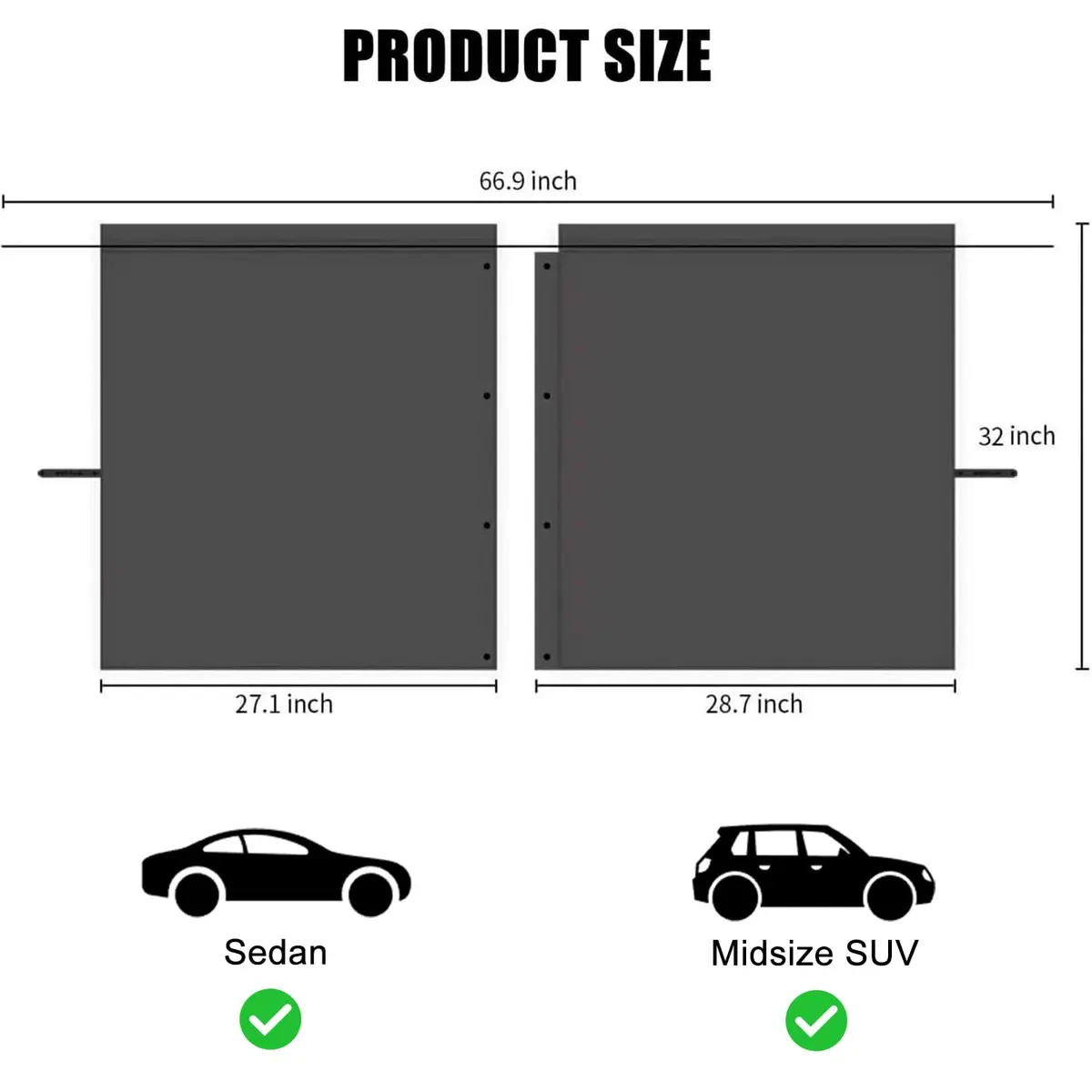 MEEWOO Blackout Suede Car Divider Privacy Curtain for Front & Rear Seat Partition - Small (79 x 39.5 inch) - view 3