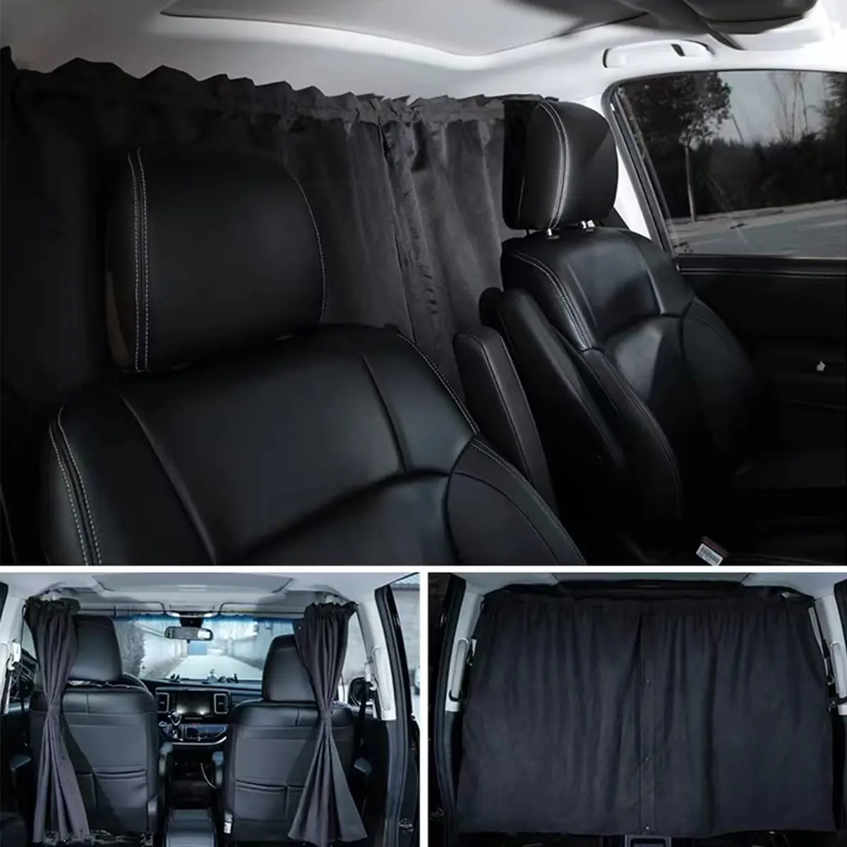 MEEWOO Blackout Suede Car Divider Privacy Curtain Large | Blocks UV Sunlight & Creates Private Space - main product image