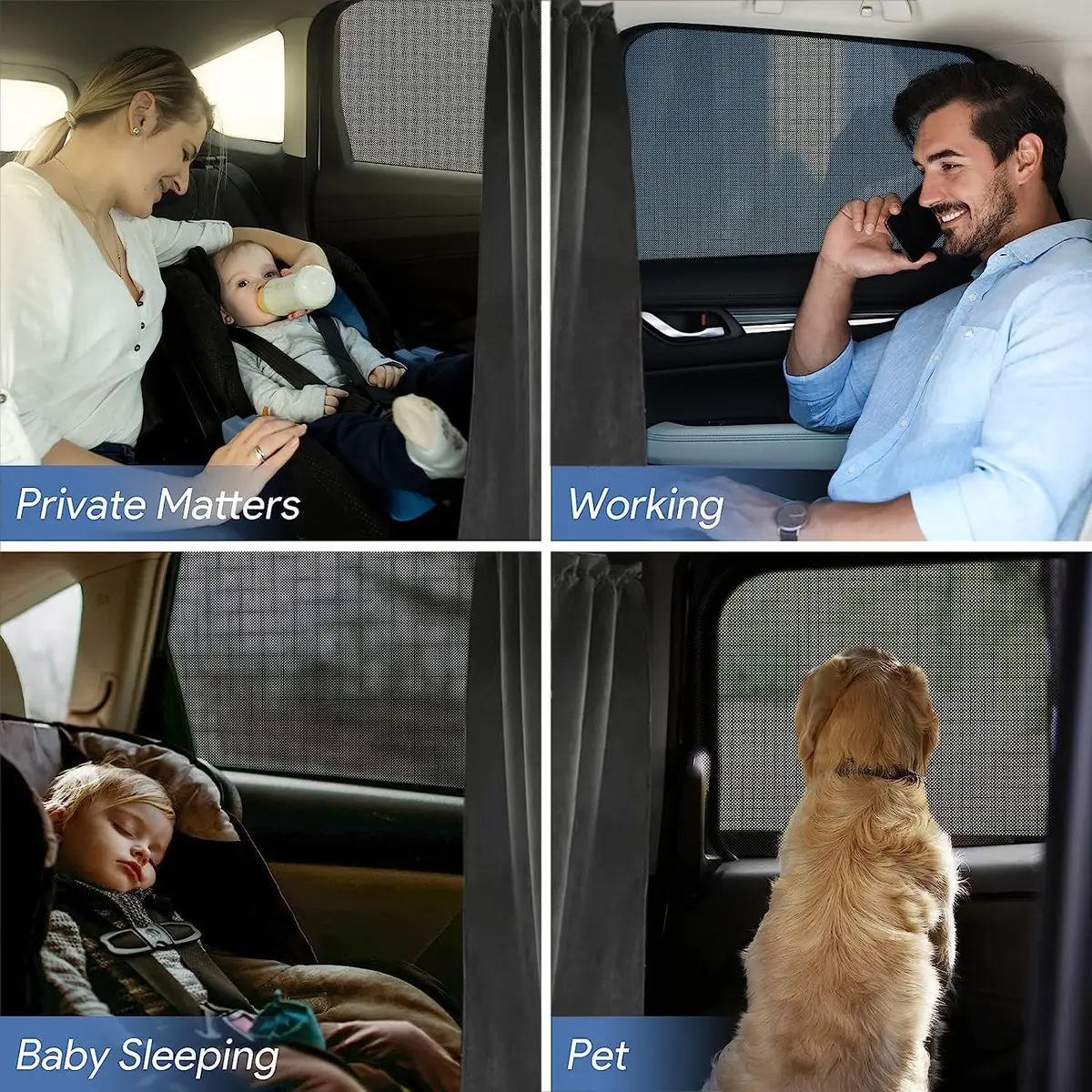 MEEWOO Blackout Suede Car Divider Privacy Curtain Large | Blocks UV Sunlight & Creates Private Space - view 6