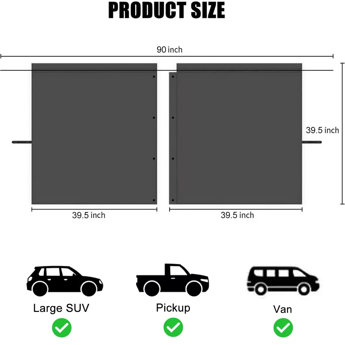 MEEWOO Blackout Suede Car Divider Privacy Curtain Large | Blocks UV Sunlight & Creates Private Space - view 3