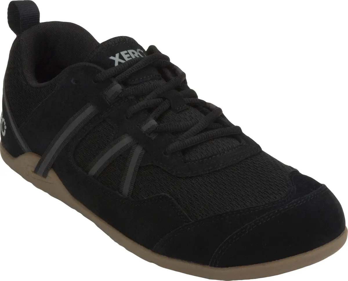 Xero Shoes Prio Suede Barefoot Athletic Sneaker for Men, Black/Gum, 25cm (9.8" US Men's 10) | Natural Movement & All-Day Comfort - main product image