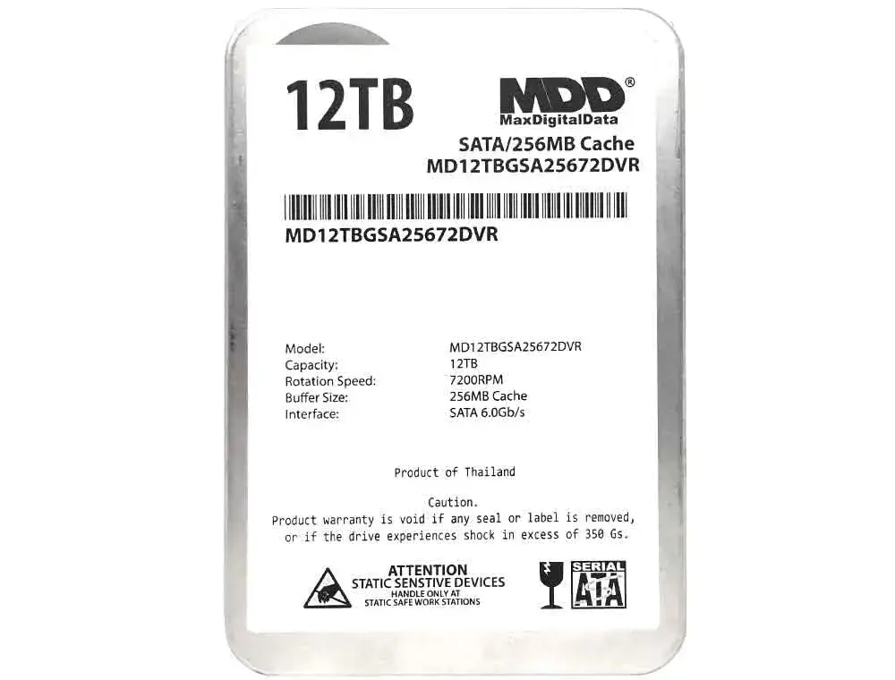 MDD MAXDIGITALDATA 12TB Surveillance Hard Drive 7200 RPM 256MB Cache | Built for 24/7 Operation - view 2