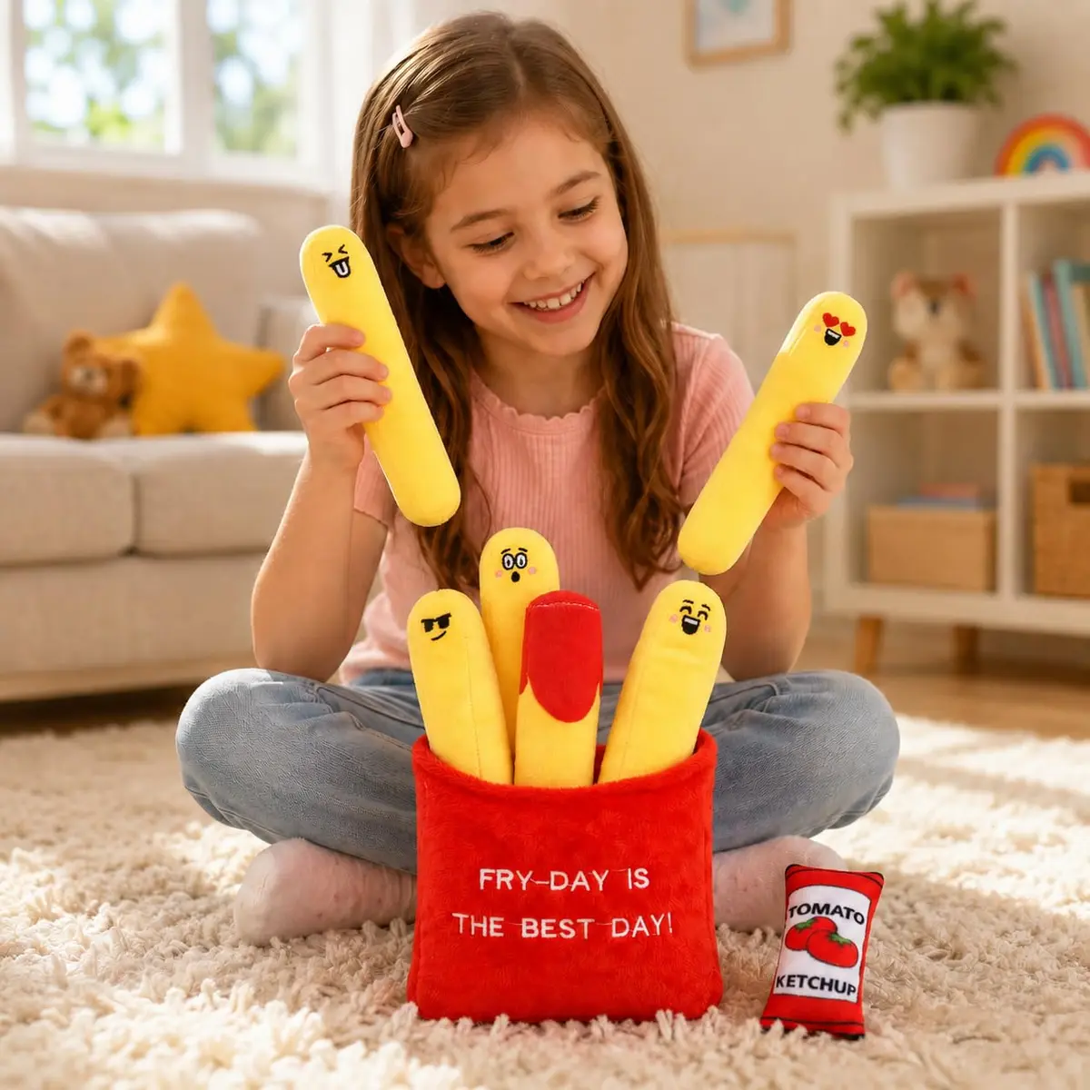ChezMax French Fries Plush Pillow | Cute Food Plushie for Kids & Adults, 7.25 x 12 inches - view 6
