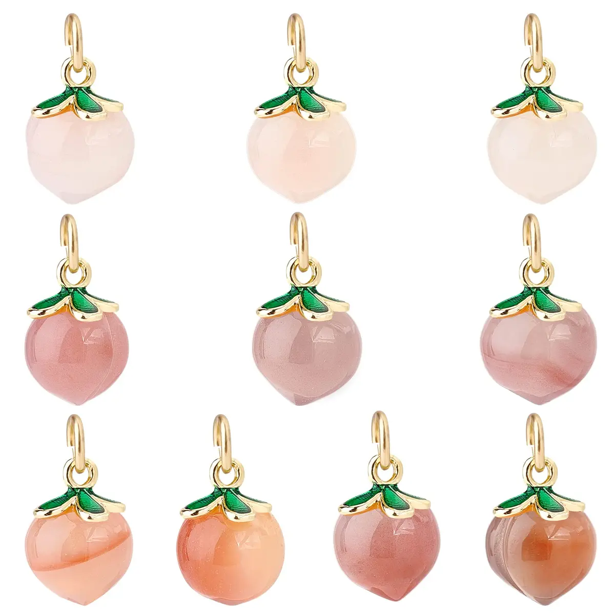 OLYCRAFT Peach Agate Pendant 14x10mm | Natural Enamel Fruit Charm for Jewelry & Crafts - main product image