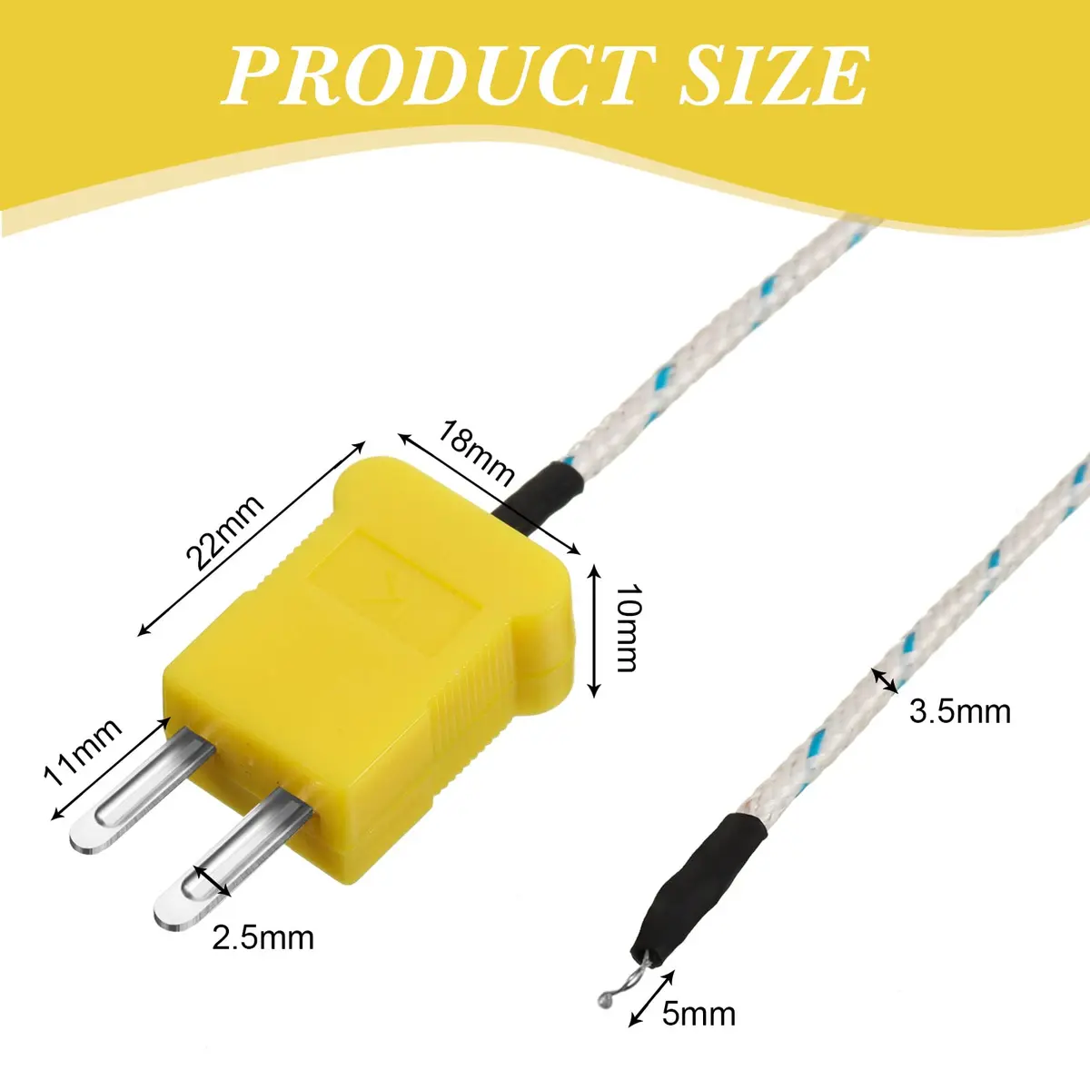 Weewooday K Type Thermocouple Probe 3m | Fast Response, Universal Compatibility, Fiberglass Insulation - view 3