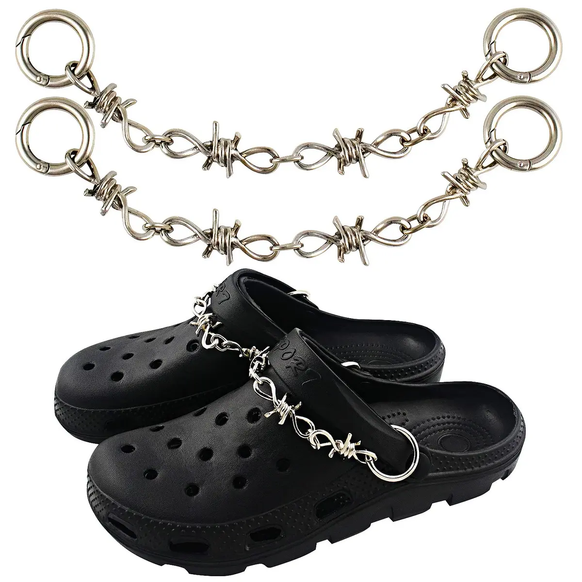 VIQWYIC Shoes Metal Chain Spikes Charms | Punk Chain for Sandals & Shoes - main product image