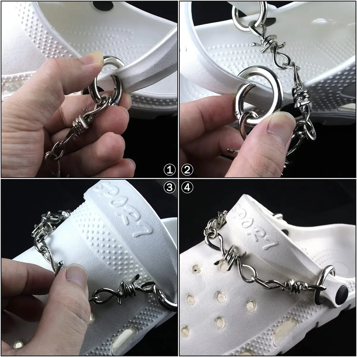 VIQWYIC Shoes Metal Chain Spikes Charms | Punk Chain for Sandals & Shoes - view 7