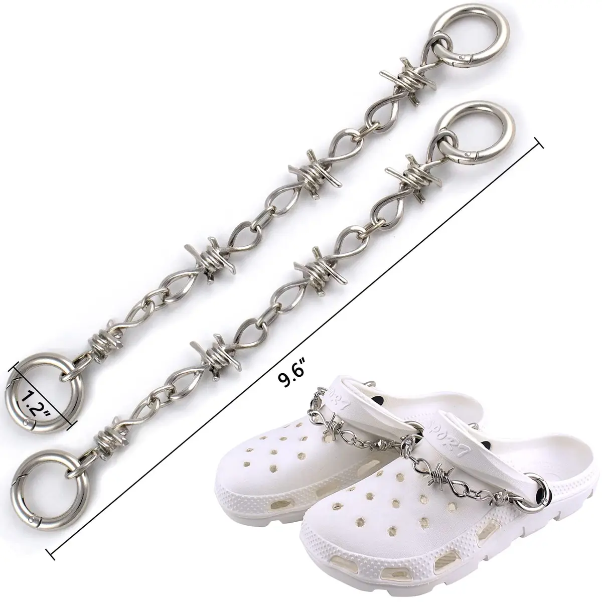VIQWYIC Shoes Metal Chain Spikes Charms | Punk Chain for Sandals & Shoes - view 2