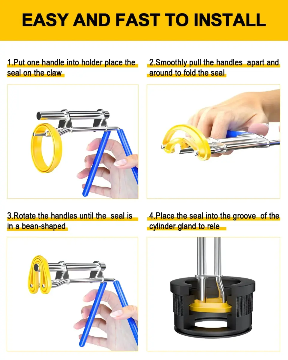 VEHIFOMO Hydraulic Seal Installation Tool Kit with Pick and Hook Set, 5 Pcs Stainless Steel | For Rod Seals & U-Cups - view 4