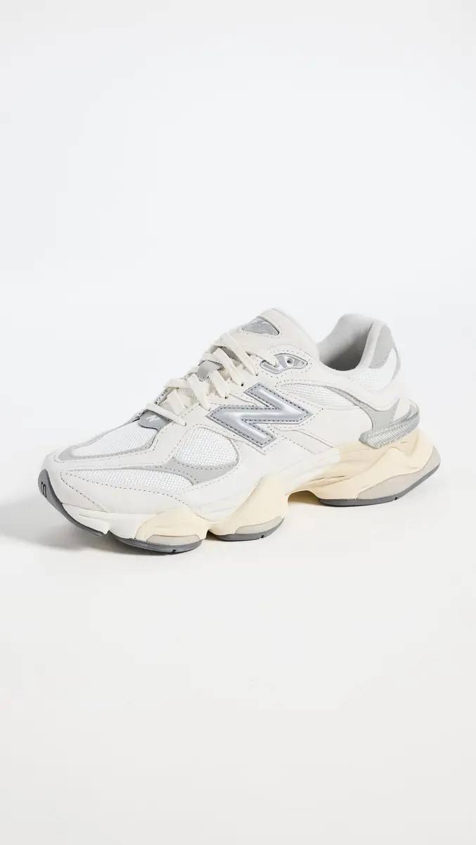 New Balance 9060 Sneakers, Sea Salt/Concrete/Silver Met, 8.5 US Women/7 US Men | Y2K Futuristic Design - view 3