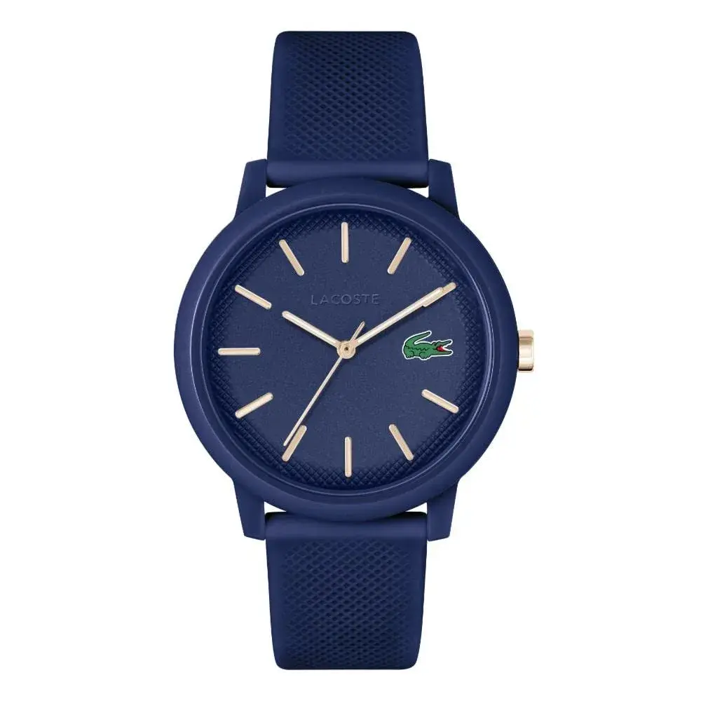 Lacoste 12.12 Men's Quartz Watch 42mm (1.65in) Blue Silicone | Sporty Fashion Timepiece with Crocodile Detail - main product image