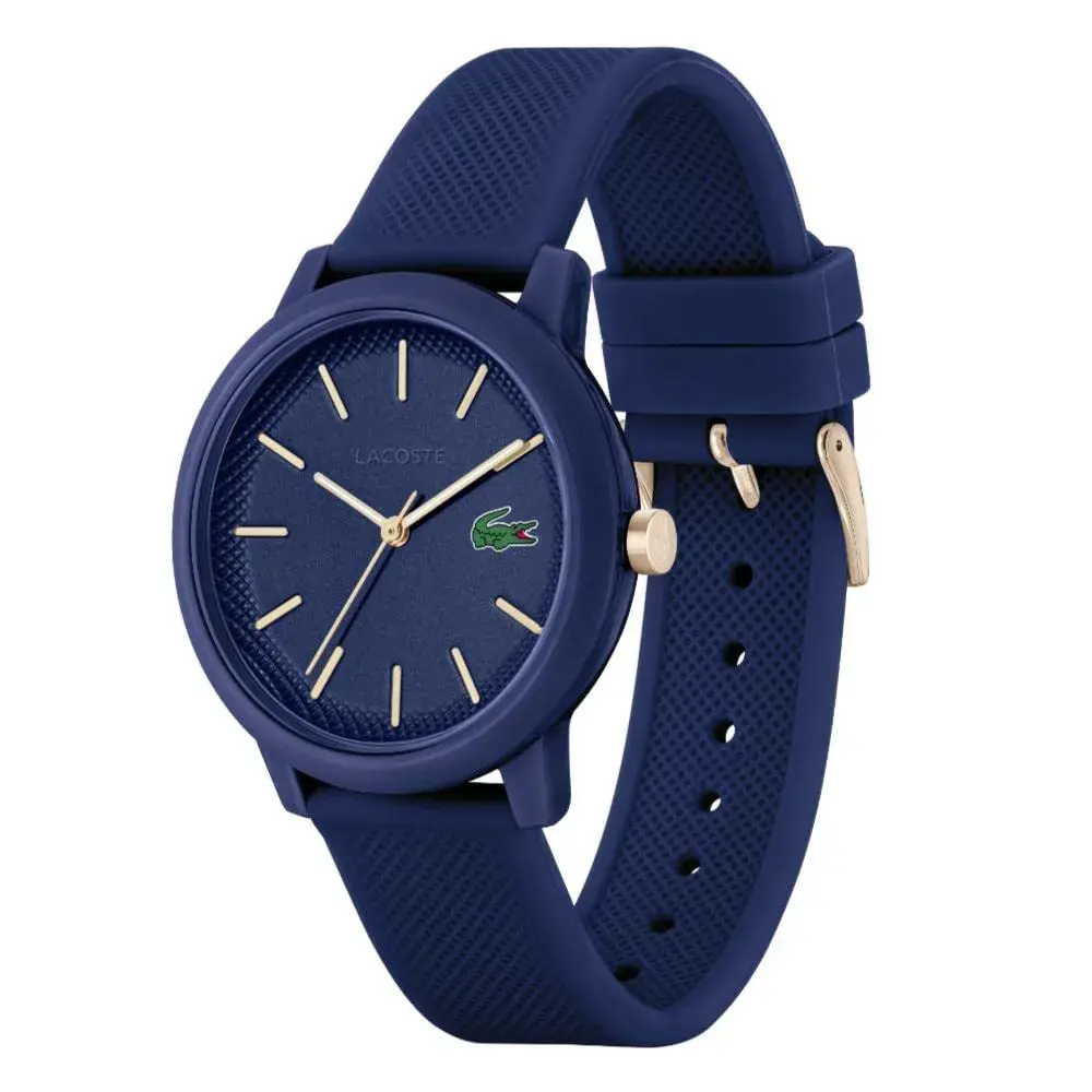 Lacoste 12.12 Men's Quartz Watch 42mm (1.65in) Blue Silicone | Sporty Fashion Timepiece with Crocodile Detail - view 2