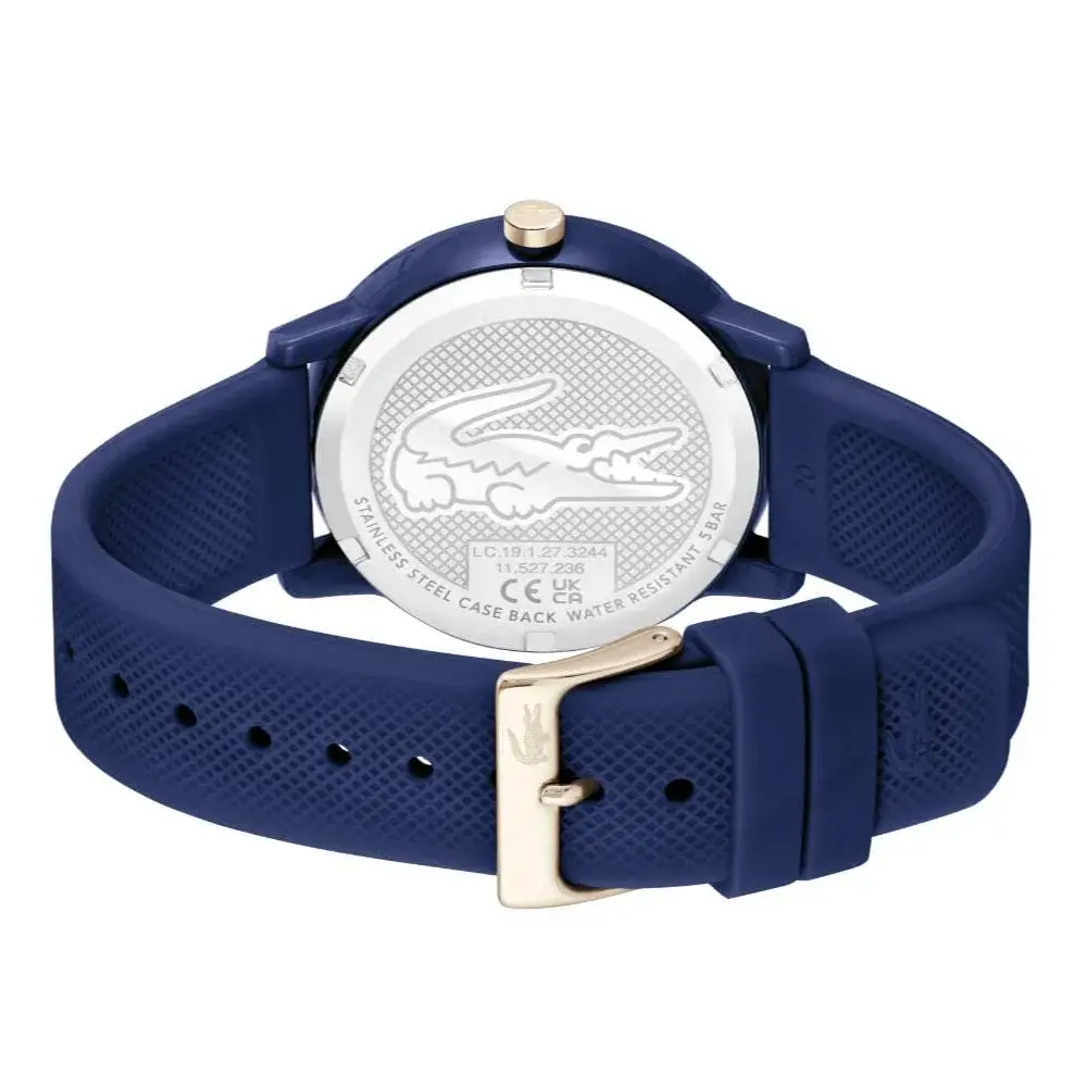 Lacoste 12.12 Men's Quartz Watch 42mm (1.65in) Blue Silicone | Sporty Fashion Timepiece with Crocodile Detail - view 3
