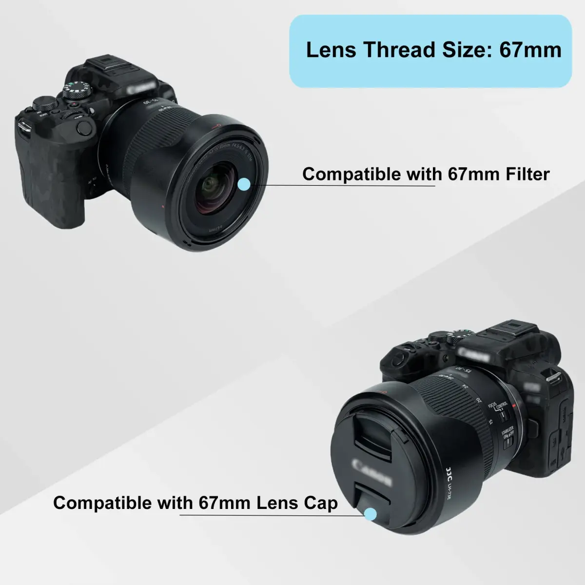 JJC EW-73E Lens Hood for Canon RF 16-28mm f/2.8 & RF 15-30mm f/4.5-6.3 Lens | Reversible Design, Supports 67mm Filter & Cap - view 5