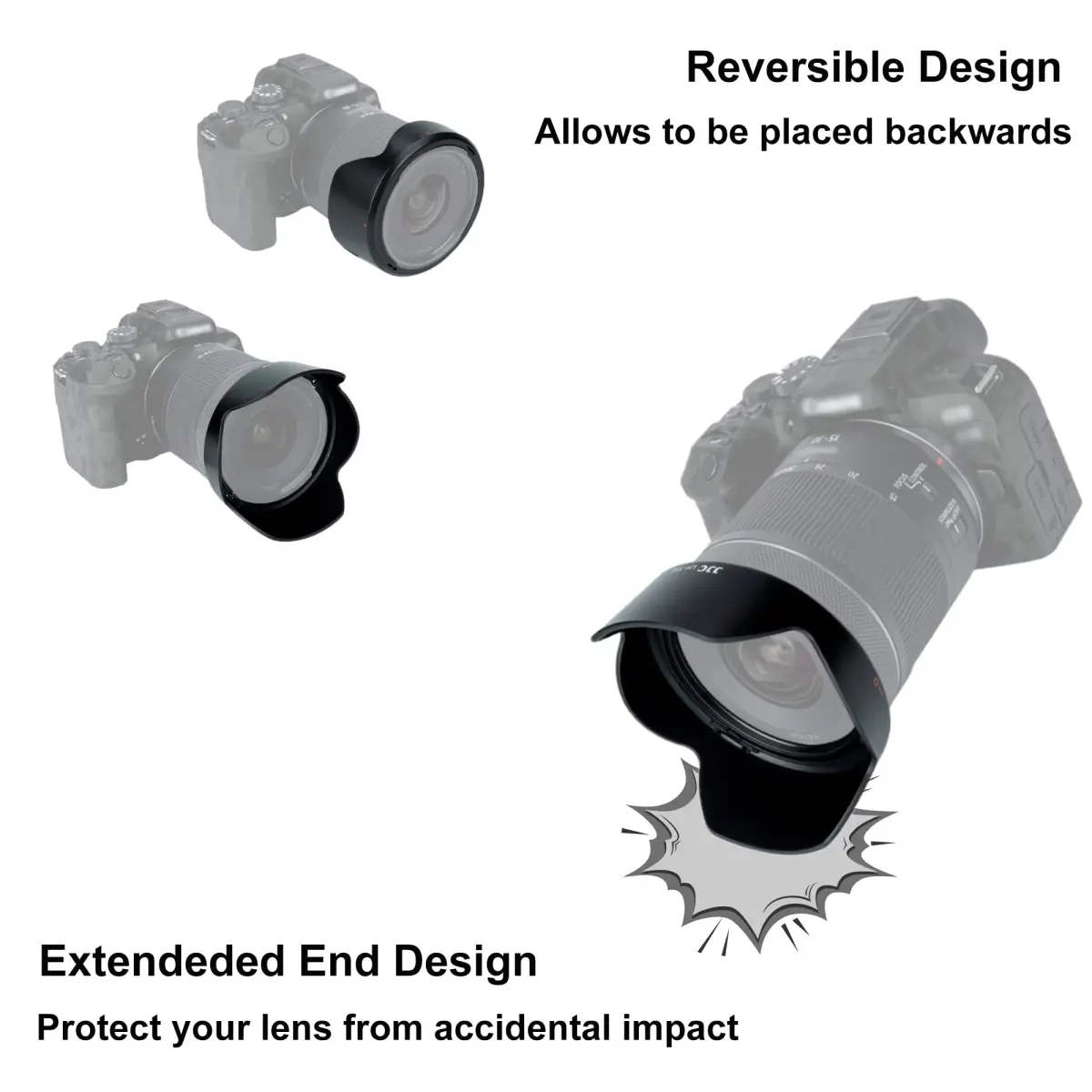 JJC EW-73E Lens Hood for Canon RF 16-28mm f/2.8 & RF 15-30mm f/4.5-6.3 Lens | Reversible Design, Supports 67mm Filter & Cap - view 6