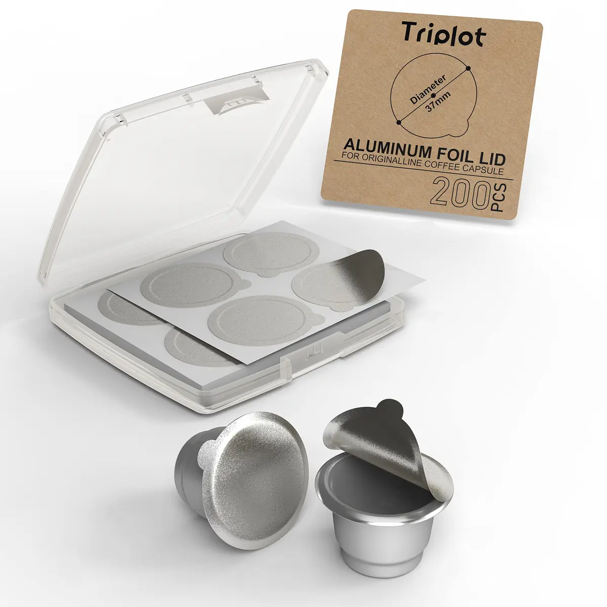 Triplot Aluminum Lids for Nespresso OriginalLine Capsules, 200 Count (37mm) | Reusable Coffee Pod Seals for Rich Crema - view 5