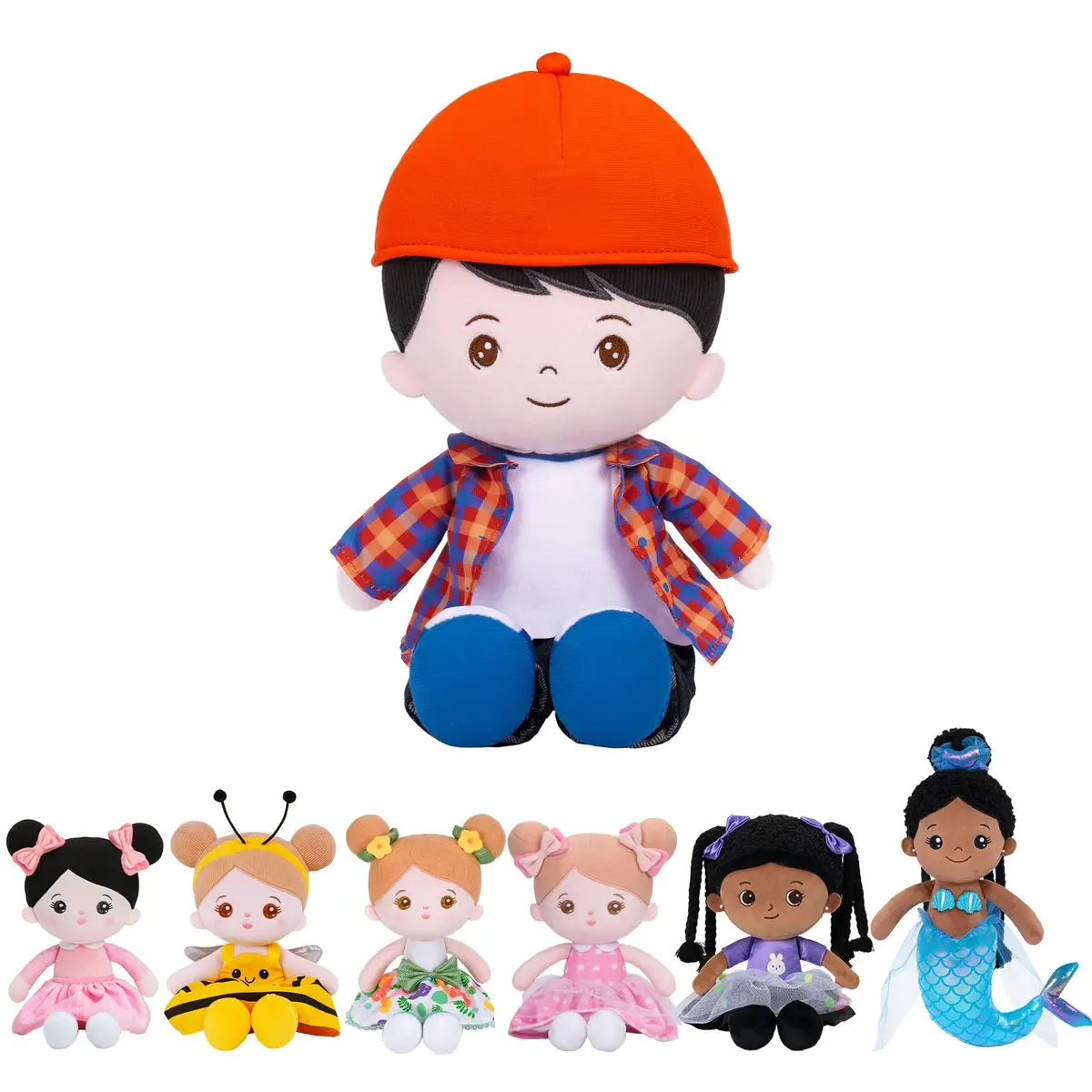OUOZZZ Soft Plush Baby Boy Doll 12.6 Inch, Red Hat Snuggle Buddy | Safe & Soft for Kids 3+ - main product image