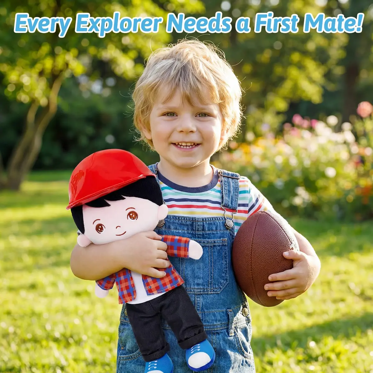 OUOZZZ Soft Plush Baby Boy Doll 12.6 Inch, Red Hat Snuggle Buddy | Safe & Soft for Kids 3+ - view 3