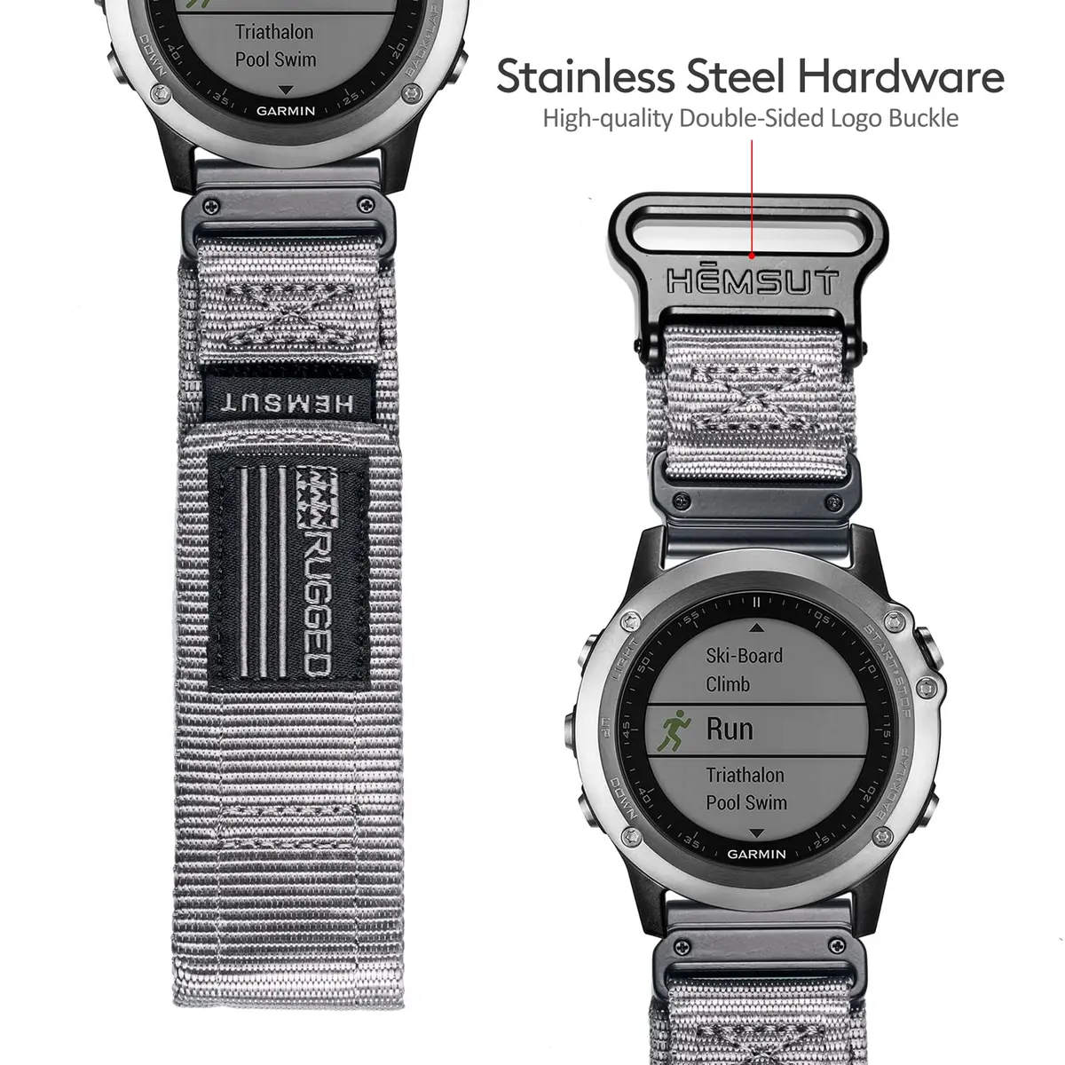 hemsut h Nylon Sports Watch Band 26mm Military Strap | Compatible with Garmin Instinct 3, Fenix 8, 7X, Descent MK1, Foretrex 601/701 - view 5