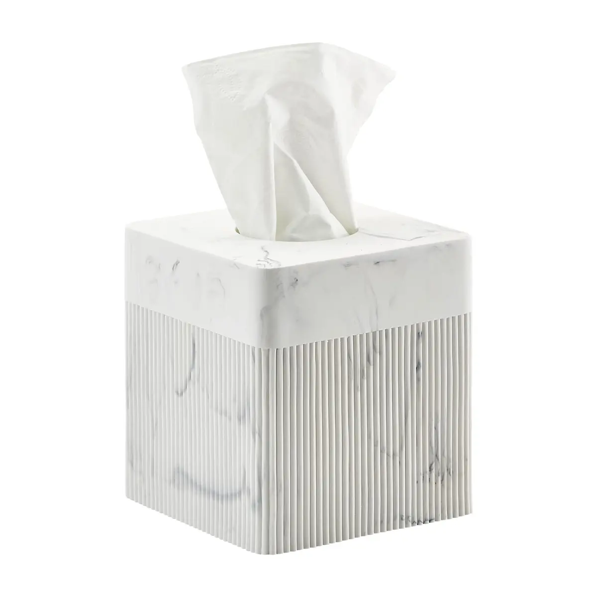Polytree White Tissue Box Cover Square Resin 5.5 Inch | Heavy Duty Home Decor - main product image
