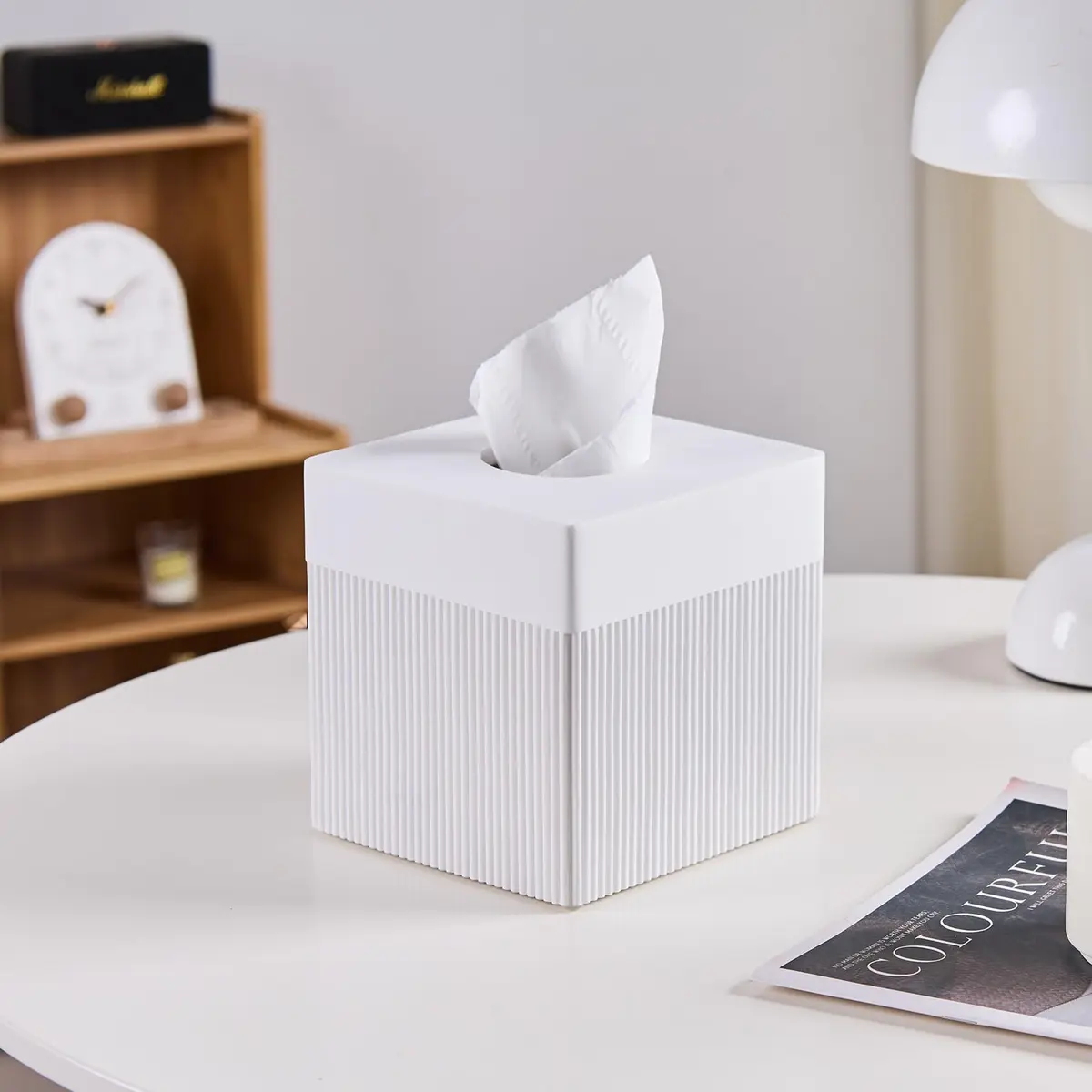 Polytree White Tissue Box Cover Square Resin 5.5 Inch | Heavy Duty Home Decor - view 8