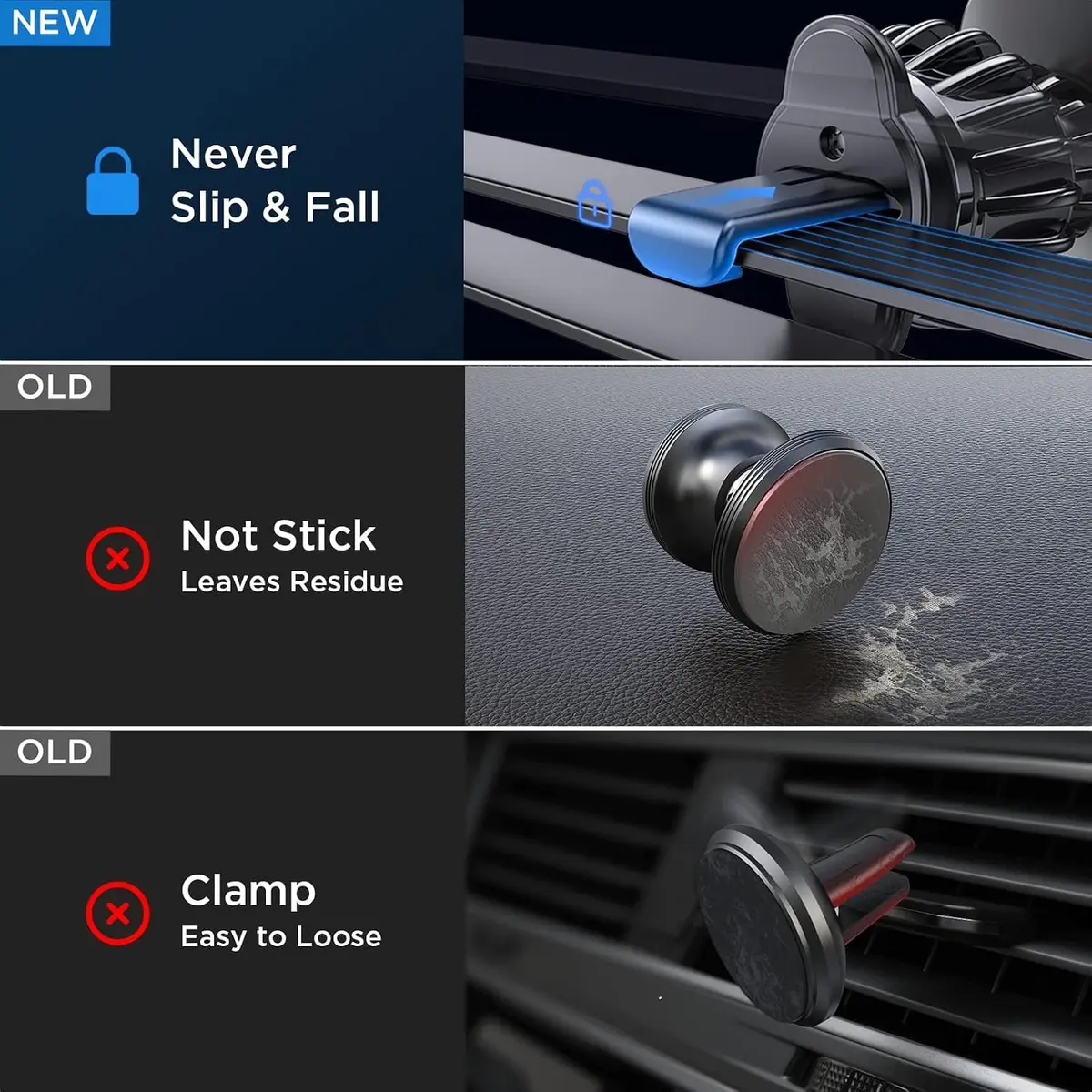 LISEN Magnetic Phone Holder for Car with Upgraded Clip & 6 Magnets, Red | Secure Vent Mount for Smartphones - view 3