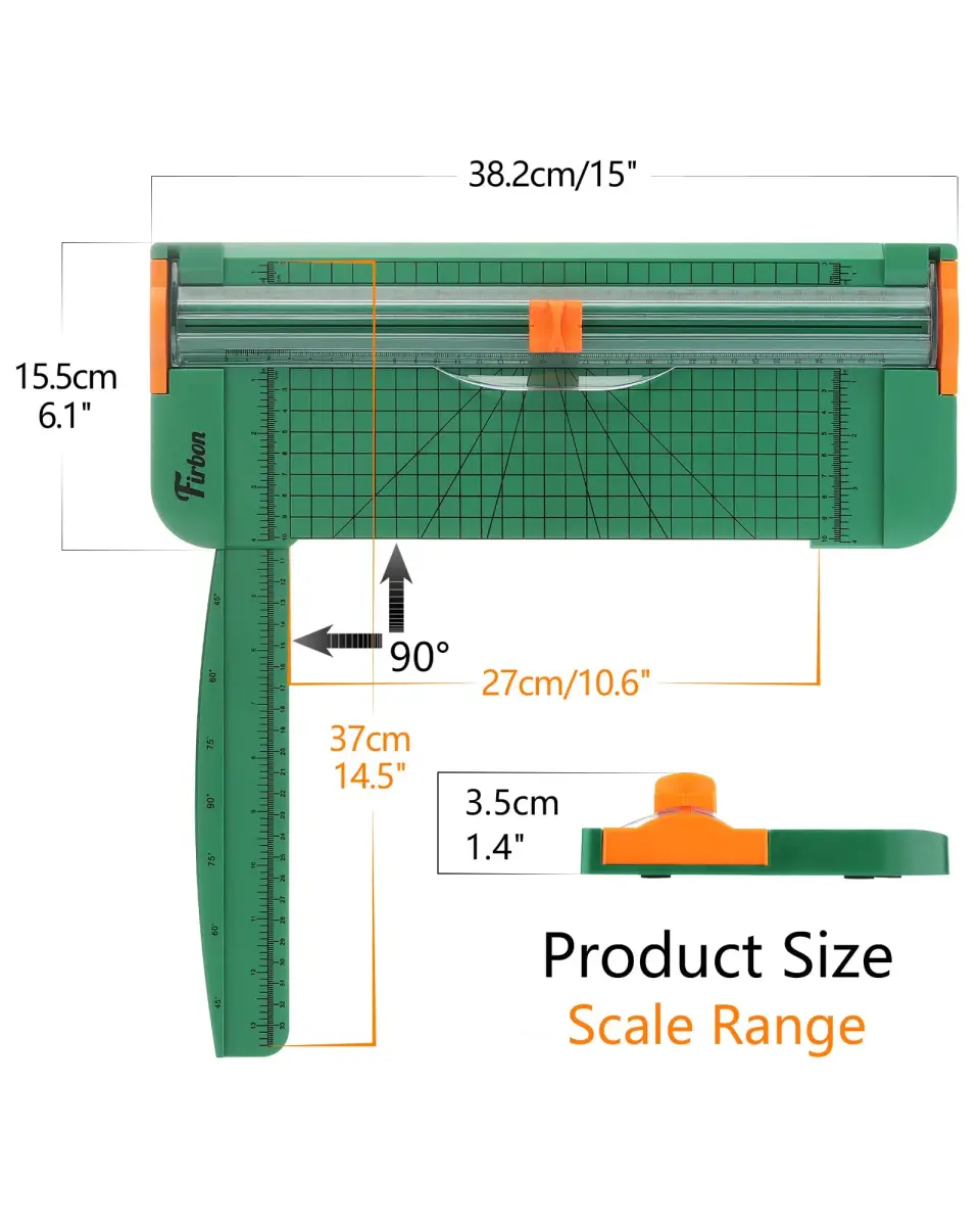 Firbon A4 Paper Cutter 12 Inch Trimmer with Extended Ruler, Green | Cuts 12 Sheets, CM & Inch Scale, Safe Blade - view 2