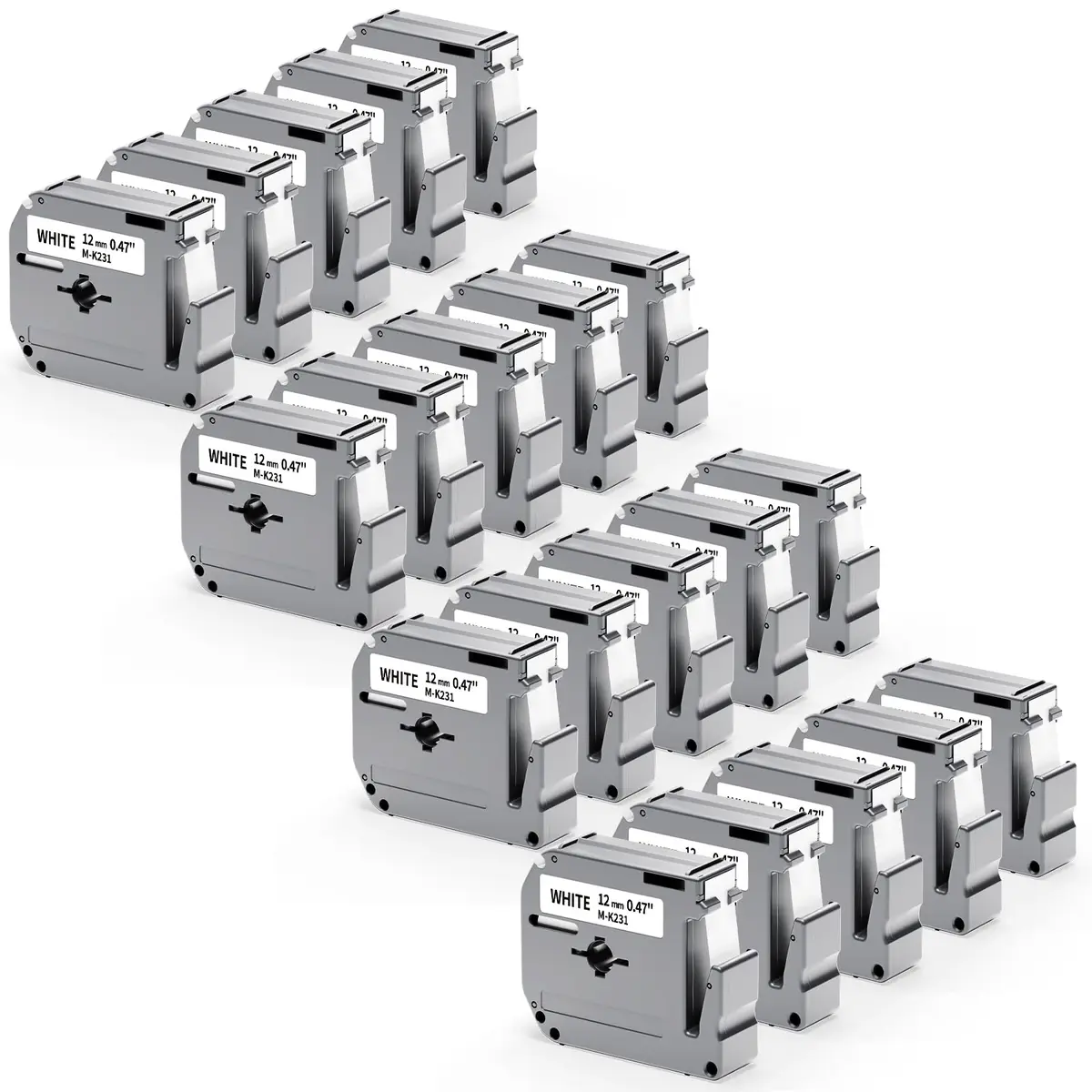 Labelife 20 Pack M-K231 Label Tape 12mm White | Compatible with Brother P Touch M Series - main product image