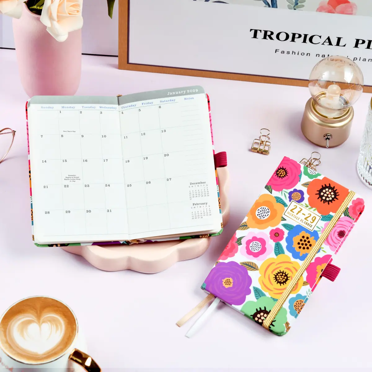 Tullofa 3-Year Pocket Calendar 6.3" x 3.8" (Jan 2027 - Dec 2029) | Monthly Planner with Elastic Closure & Pen Holder - view 2