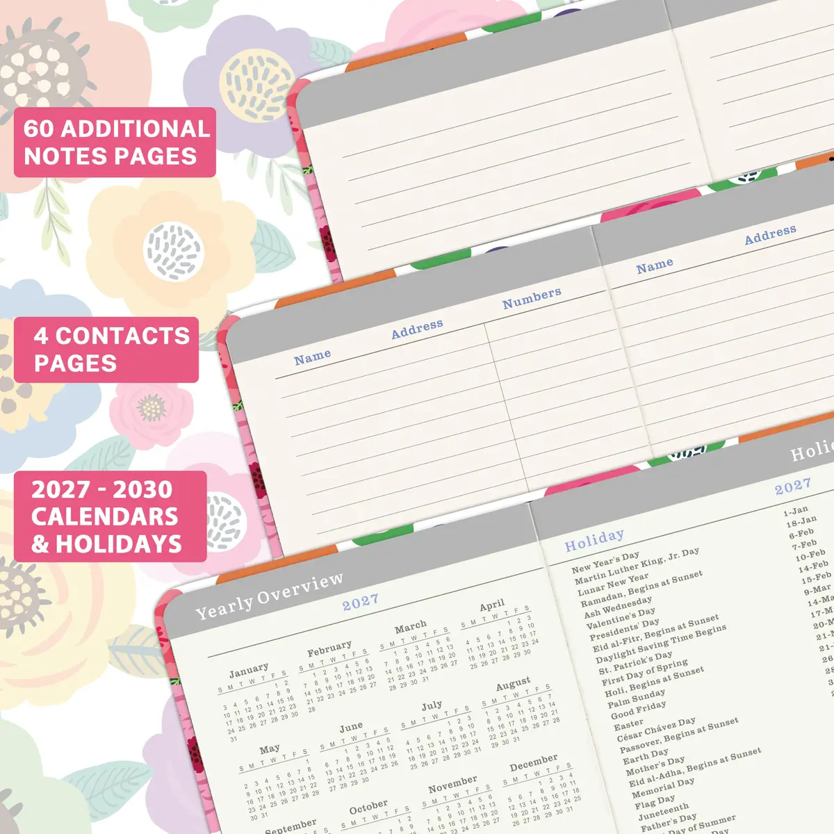 Tullofa 3-Year Pocket Calendar 6.3" x 3.8" (Jan 2027 - Dec 2029) | Monthly Planner with Elastic Closure & Pen Holder - view 4