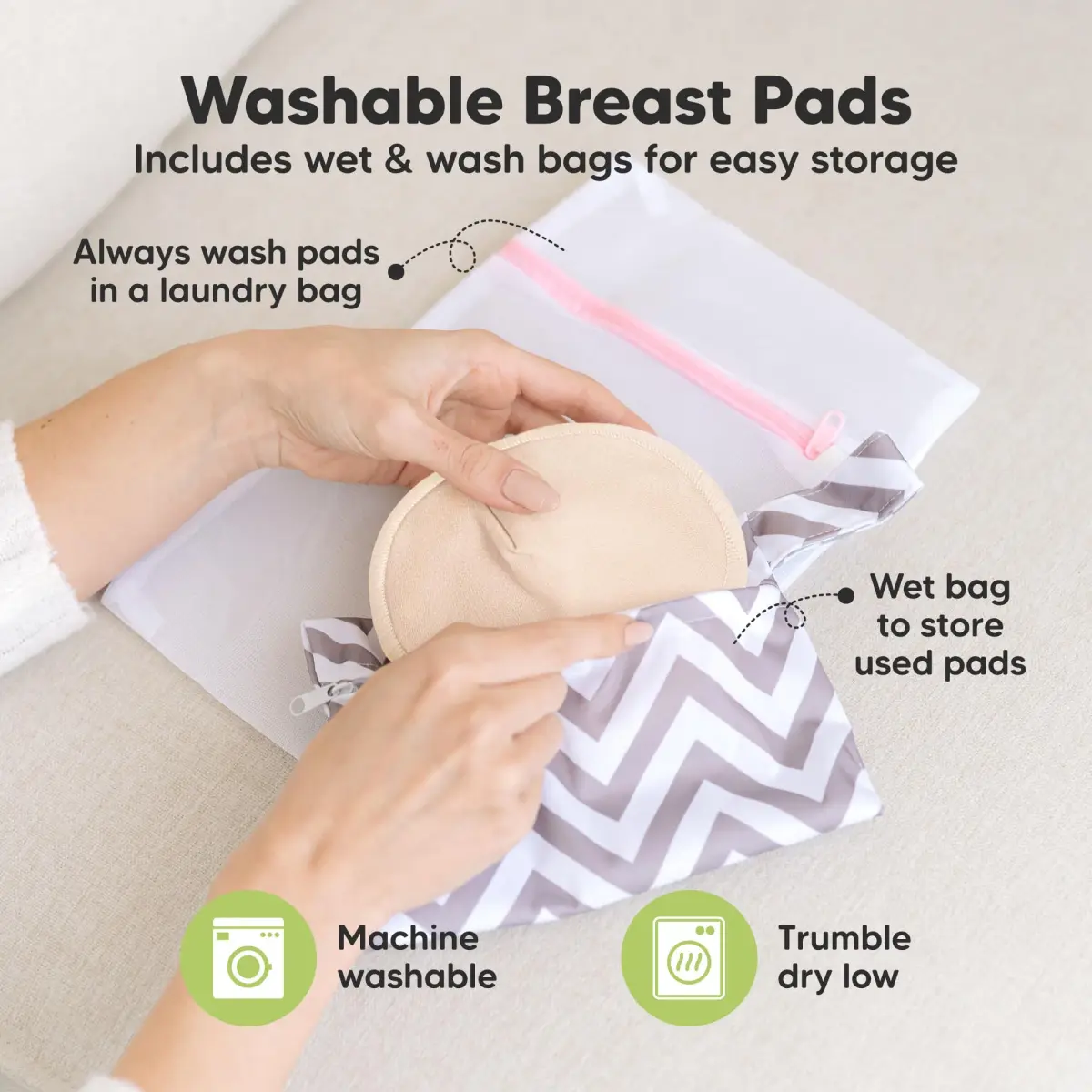 KeaBabies Organic Nursing Pads M 4.6" (14-Pack) | 3-Layer Absorbent & Waterproof - view 4