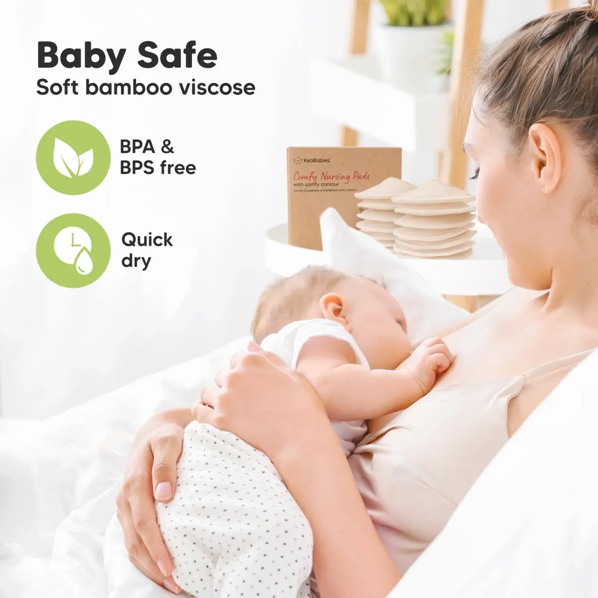 KeaBabies Organic Nursing Pads M 4.6" (14-Pack) | 3-Layer Absorbent & Waterproof - view 5