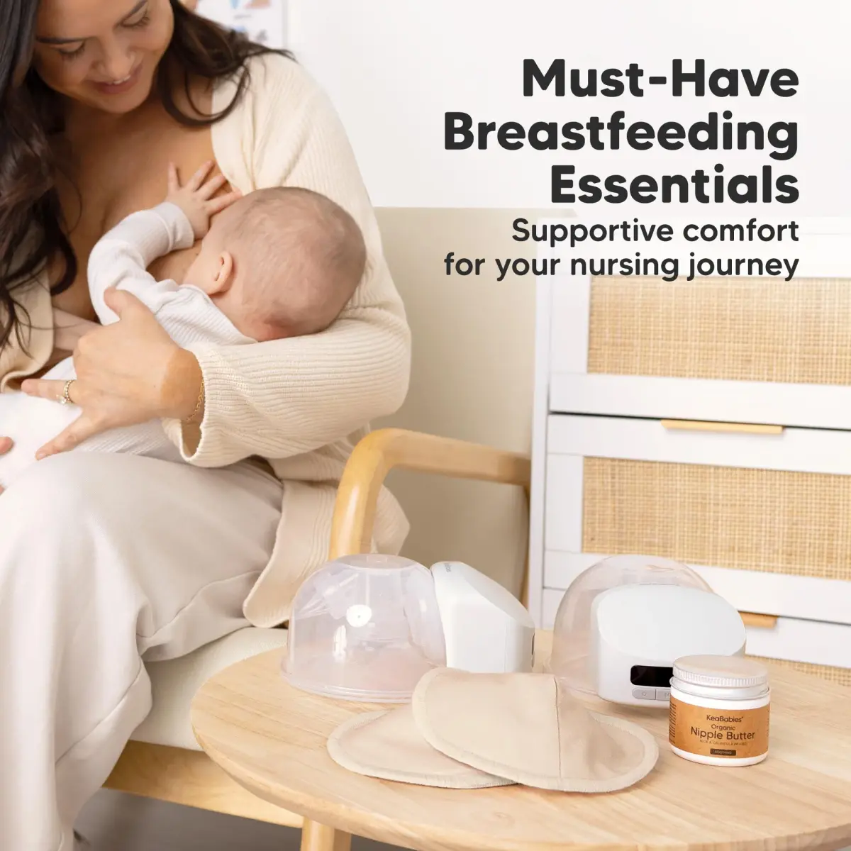 KeaBabies Organic Nursing Pads M 4.6" (14-Pack) | 3-Layer Absorbent & Waterproof - view 9