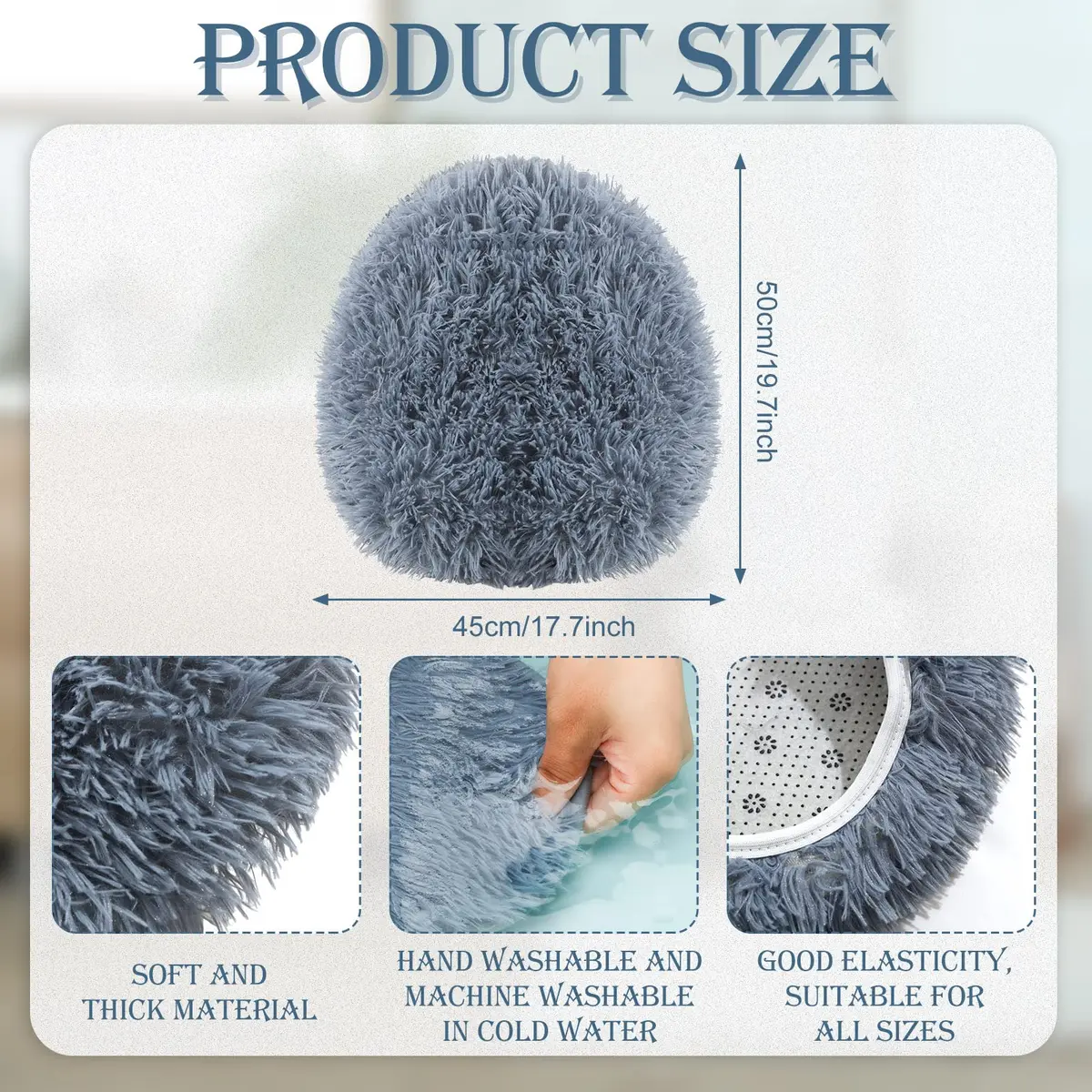 Kingdder Toilet Lid Cover Set 3 Pcs Plush Fluffy Fits Standard Lids | Soft & Washable - view 2