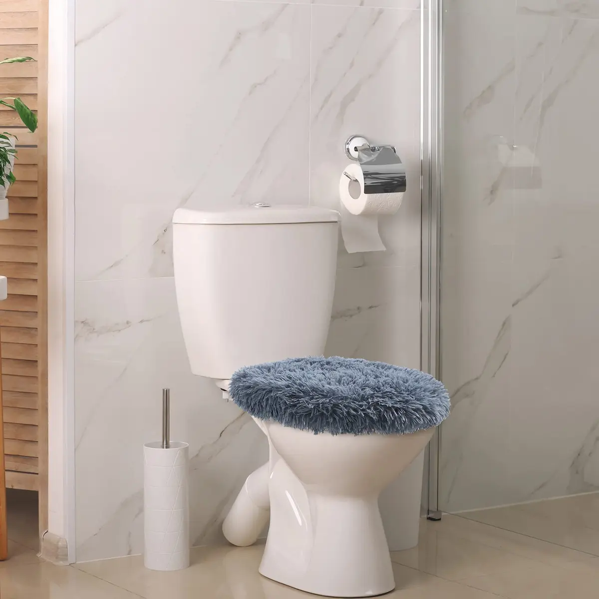 Kingdder Toilet Lid Cover Set 3 Pcs Plush Fluffy Fits Standard Lids | Soft & Washable - view 3