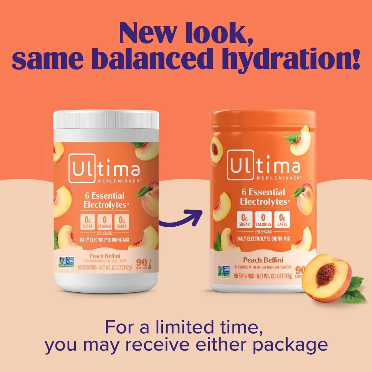 Ultima Replenisher Daily Electrolyte Powder Drink Mix Peach Bellini 90 Servings | Sugar-Free Hydration - view 4