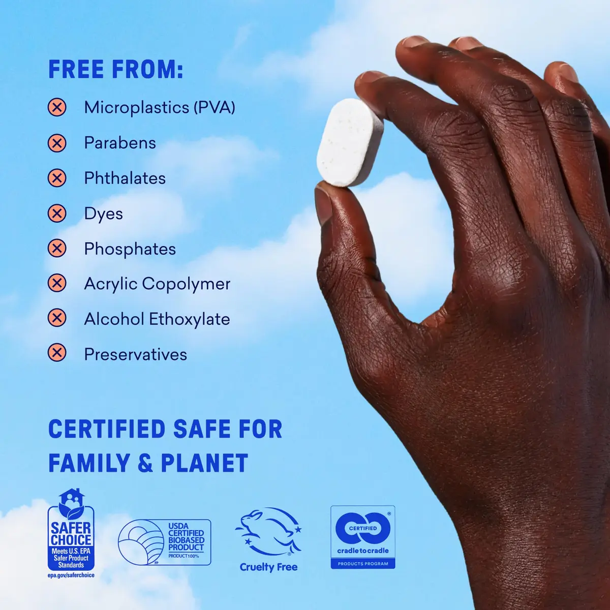 BLUELAND 100% Plastic-Free Dishwasher Detergent Tablets Free & Clear, 60 Count (1.7 kg) | EPA Safer Choice Certified - view 6
