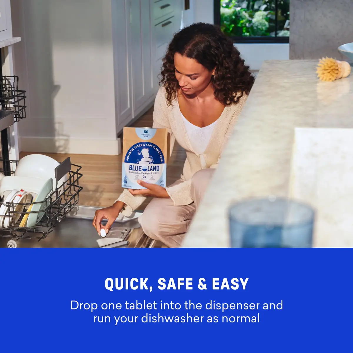 BLUELAND 100% Plastic-Free Dishwasher Detergent Tablets Free & Clear, 60 Count (1.7 kg) | EPA Safer Choice Certified - view 7