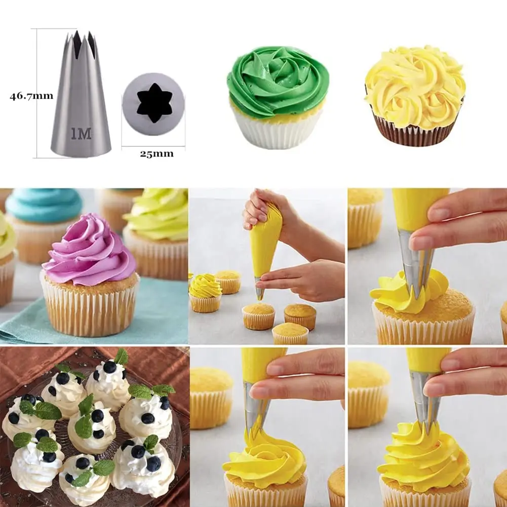 Hdujuan Cake Decorating Piping Tips Set, 1M 1A 2A 2D 4B | Professional Baking Tools - view 2
