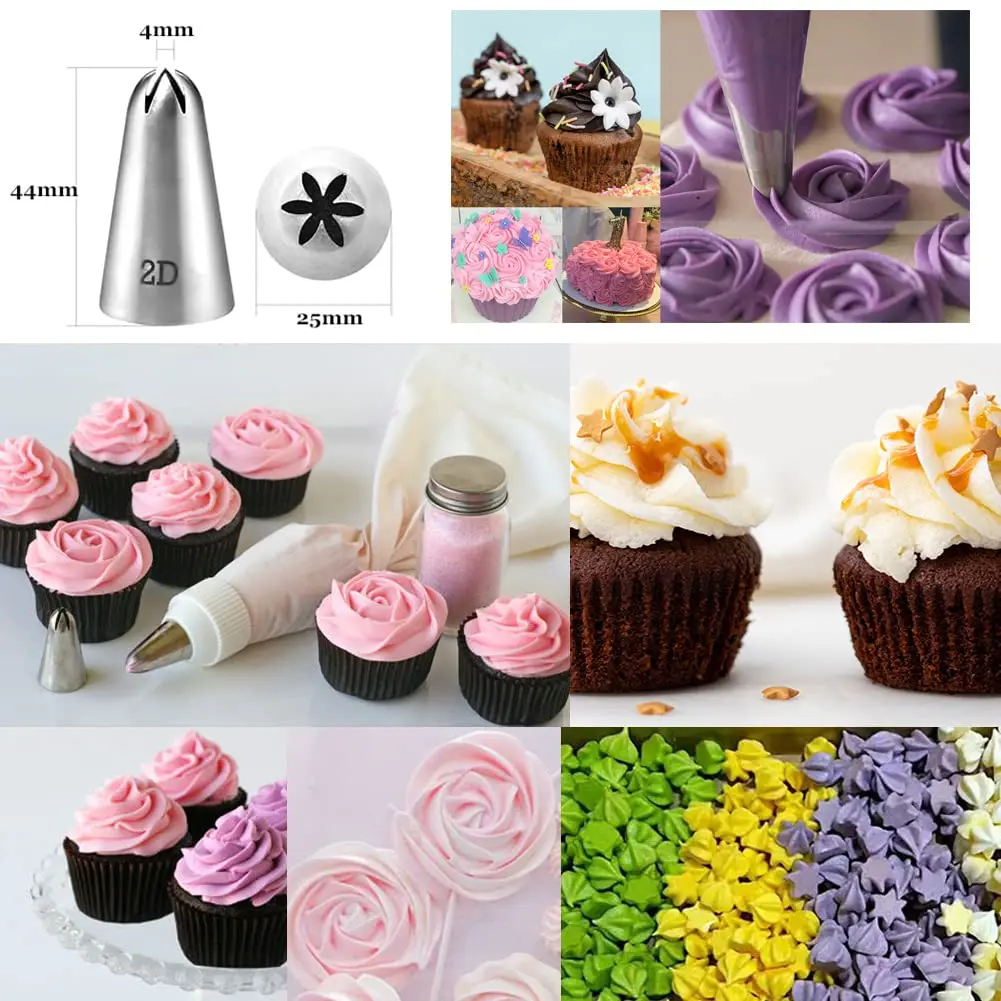 Hdujuan Cake Decorating Piping Tips Set, 1M 1A 2A 2D 4B | Professional Baking Tools - view 4