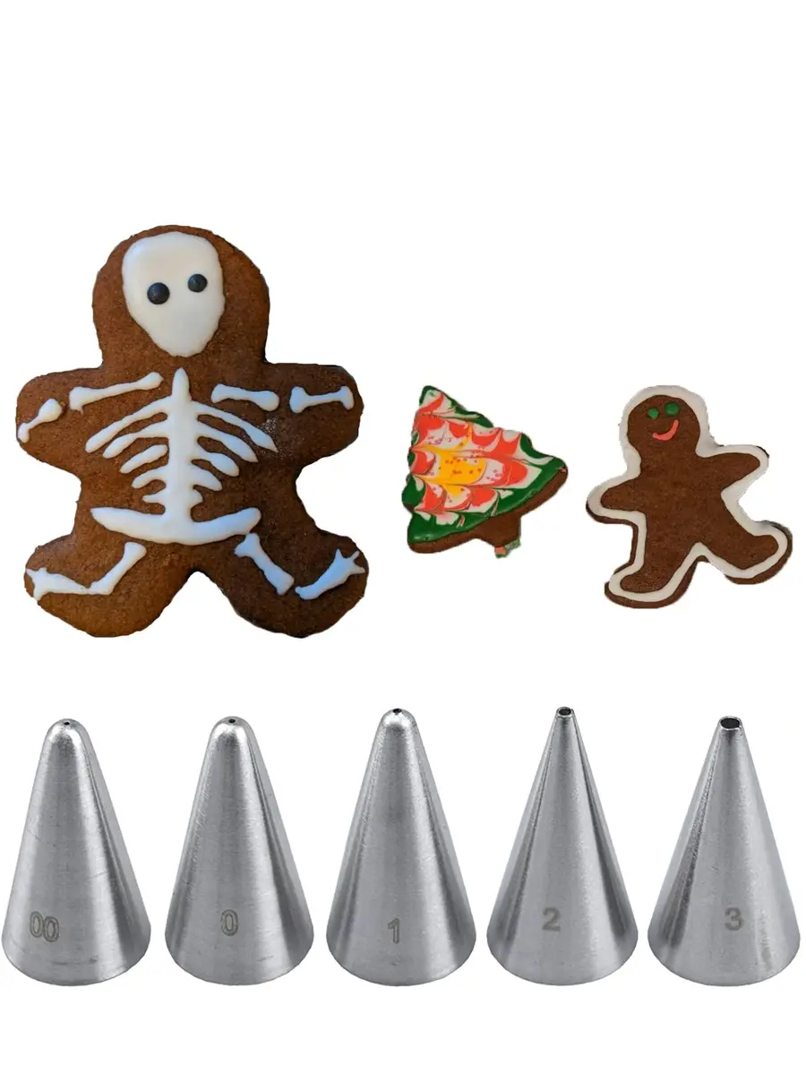 Hdujuan Piping Tips Set #00#0#1#2#3 | Fine Royal Icing Cookie Decorating Tools - main product image