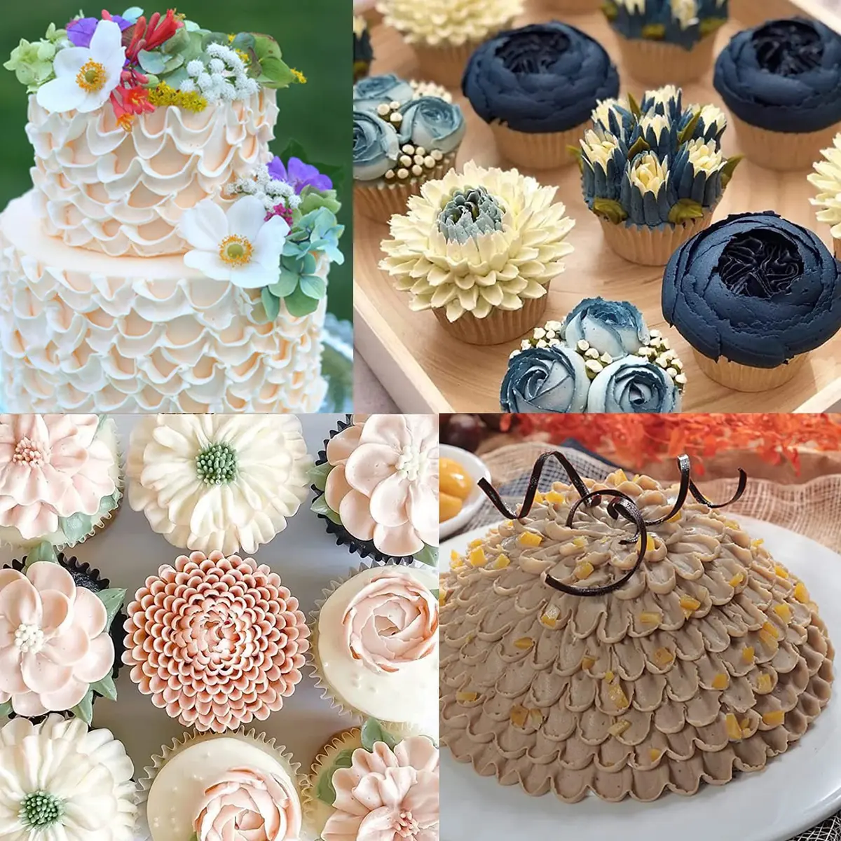 Hdujuan Chrysanthemum & Peony & Suculent Piping Tips Set | Flower Icing Nozzles for Cake & Cupcakes (5 pcs, Stainless Steel, Dishwasher Safe) - view 2